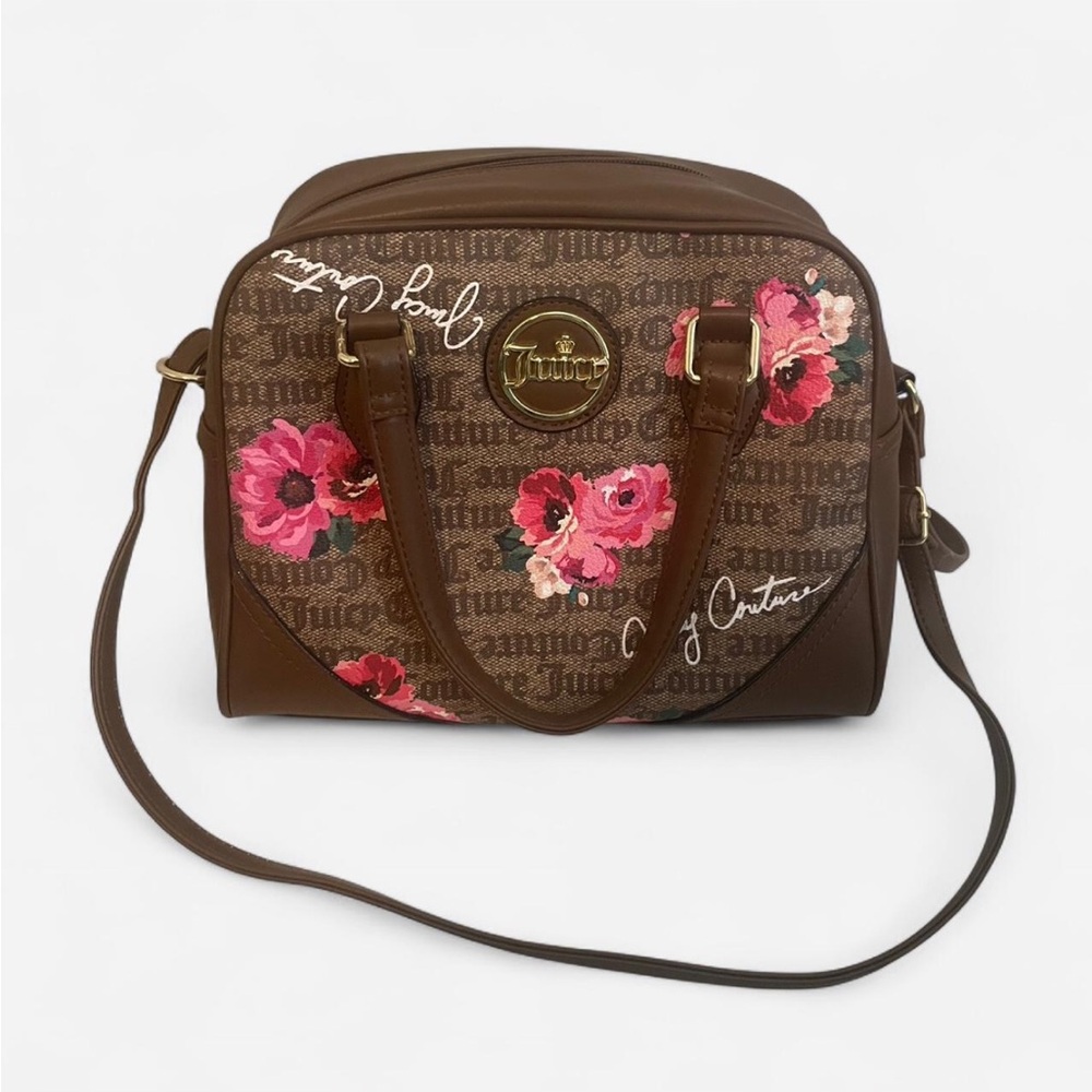 Juicy Couture Brown and Pink Floral Shoulder Bag